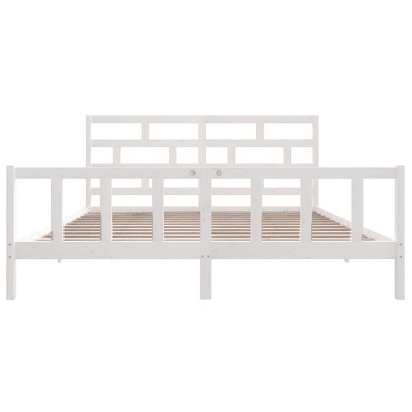 vidaXL Estrutura de cama super king 180x200 cm pinho maci&ccedil;o branco