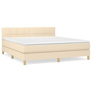 vidaXL Cama com molas/colch&atilde;o 160x200 cm tecido cor creme