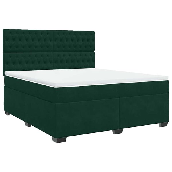 vidaXL Cama com molas/colch&atilde;o 180x200 cm veludo verde-escuro