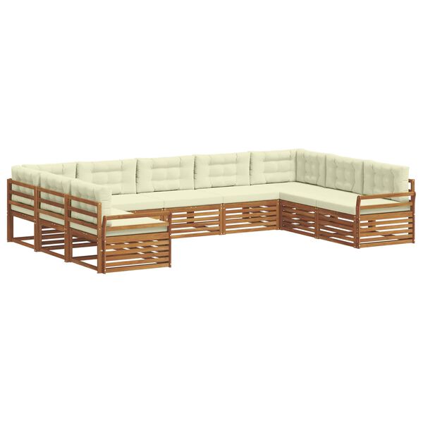 vidaXL Conjunto de Sof&aacute;s para Exterior 9 pcs Natural e Creme