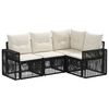 vidaXL Conjunto de Sof&aacute; de Jardim 4 pcs Preto e Branco Creme vime PE