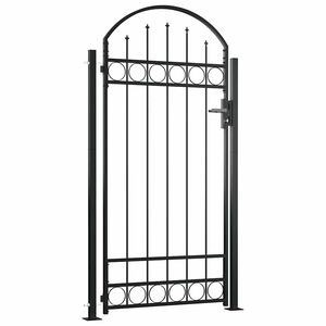 vidaXL Port&atilde;o de cerca ASSEN com topo arqueado e 2 postes 105x170 cm Preto