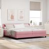 vidaXL Cama Box com colch&atilde;o com cabeceira Rosa 200 x 200 cm Poli&eacute;ster