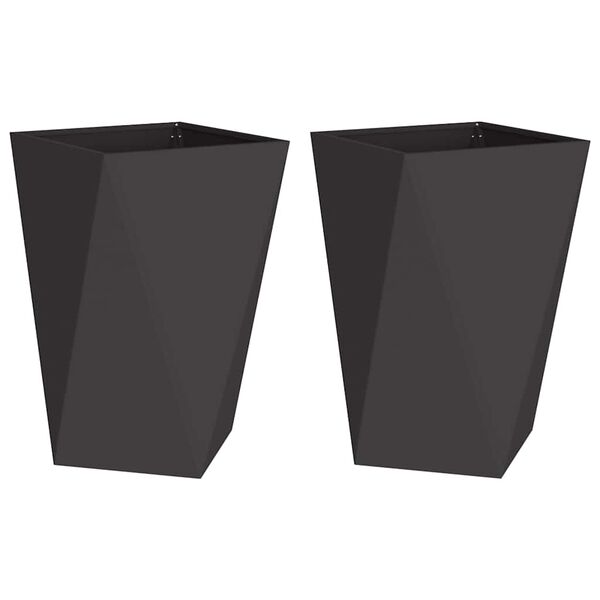 vidaXL Floreira 2 pcs Preto 50 x 50 x 75 cm A&ccedil;o