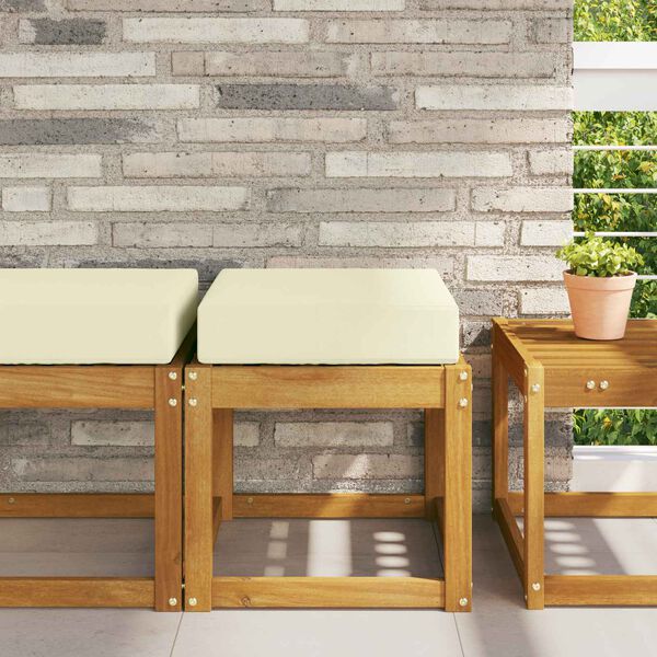 vidaXL Almofada de Assento Externa Creme 40 x 40 x 8 cm 100% Poli&eacute;ster