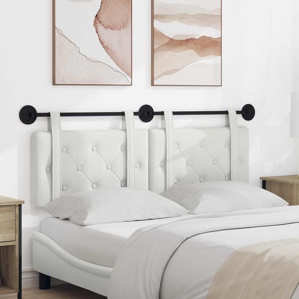 vidaXL Cabeceira Suspensa Branco 150 x 55 x 5 cm Couro Sint&eacute;tico