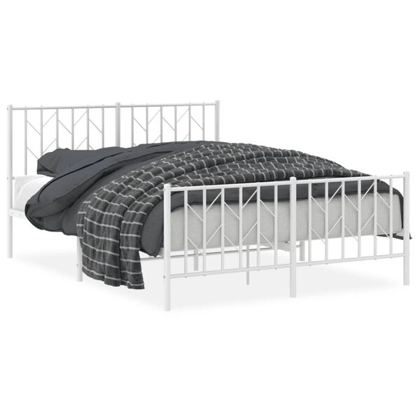 vidaXL Estrutura de cama com cabeceira e pés 140x190 cm metal branco