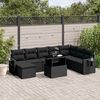 vidaXL 8 pcs conjunto sof&aacute;s de jardim com almofad&otilde;es vime PE preto