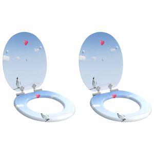 vidaXL Assento de Sanit&aacute;rio com Fechamento Suave 2 unid. Azul