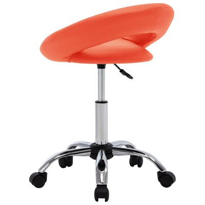 vidaXL Cadeira de trabalho com rodas couro artificial laranja