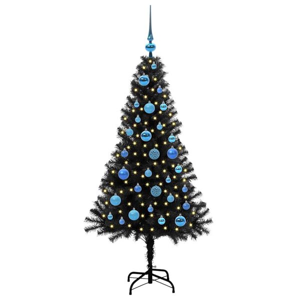 vidaXL &Aacute;rvore de Natal com 150 LEDs com suporte Preto 150 cm PVC