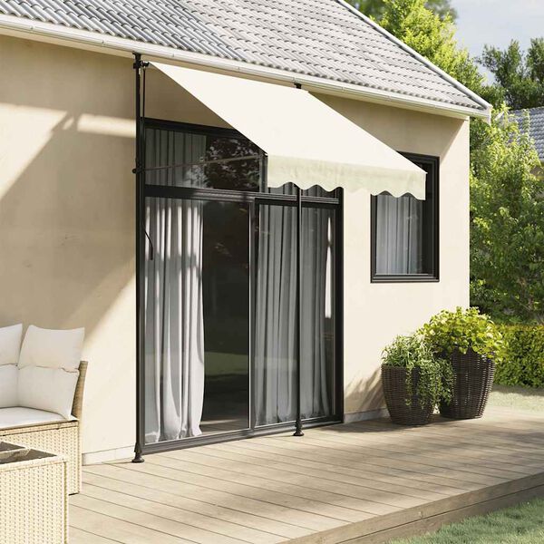 vidaXL Toldo retrátil 150x150 cm tecido e aço cor creme
