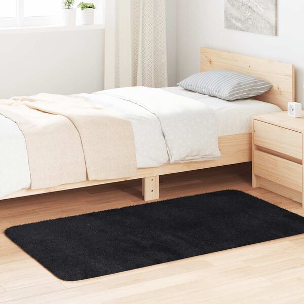vidaXL Tapete shaggy de pelo alto NAVARRA 80x150 cm poliéster preto