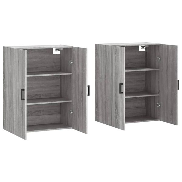 vidaXL Arm&aacute;rios de parede 2 pcs 69,5x34x90 cm cinzento sonoma