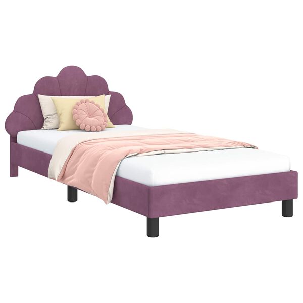 vidaXL Estrutura de Cama Infantil com Cabeceira Roxo 90 x 200 cm