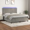 vidaXL Cama box spring c/ colch&atilde;o/LED 160x200 cm veludo cinzento-claro
