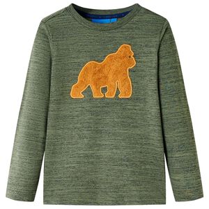 vidaXL T-shirt de manga comprida para crian&ccedil;a caqui mesclado 104