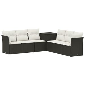 vidaXL Conjunto de Sof&aacute;s 7 unid. Preto e Branco Creme