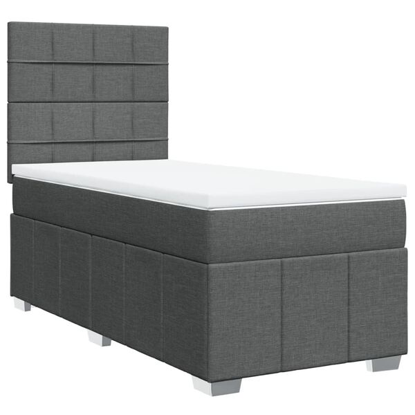 vidaXL Cama com molas/colch&atilde;o 90x190 cm tecido cinza-escuro