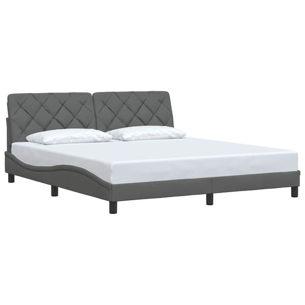vidaXL Estrutura de cama sem colch&atilde;o 180x200 cm tecido cinzento-escuro