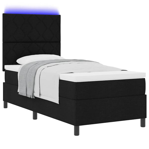 vidaXL Cama Box com colch&atilde;o com cabeceira Preto 90 x 190 cm tecido