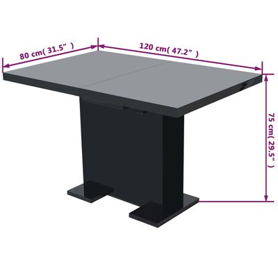 vidaXL Mesa de jantar extensível preto brilhante