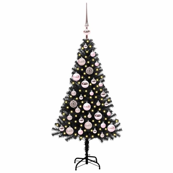 vidaXL &Aacute;rvore de Natal com 150 LEDs com suporte Preto 120 cm PVC