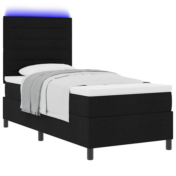 vidaXL Cama Box com colch&atilde;o com led Preto 80 x 200 cm tecido