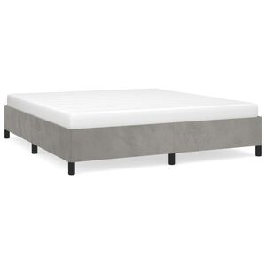 vidaXL Estrutura de cama sem colch&atilde;o 160x200 cm veludo cinzento-claro