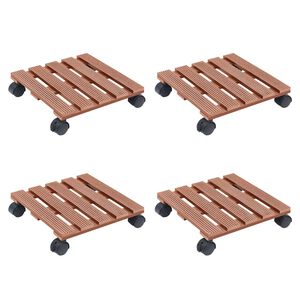 vidaXL Carrinhos para vasos de plantas 4 pcs 30x30x7,5 cm WPC castanho