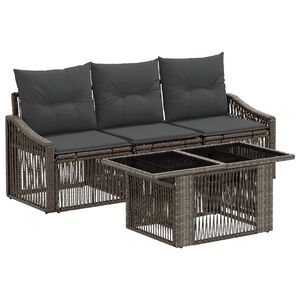 vidaXL Conjunto de Sof&aacute; de Jardim 4 unid. Cinza e Cinza Escuro vime PE