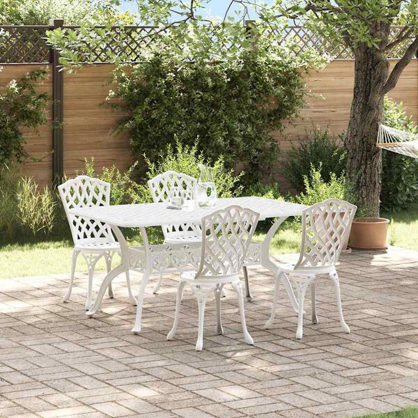 vidaXL Conjunto de Jantar para Jardim 5 pcs Branco Alum&iacute;nio