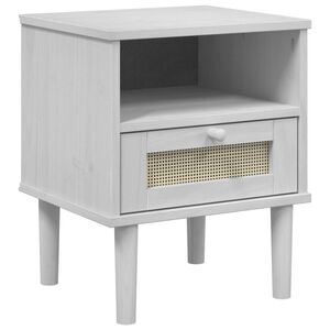 vidaXL Mesa de cabeceira SENJA 40x35x48 cm pinho maci&ccedil;o branco