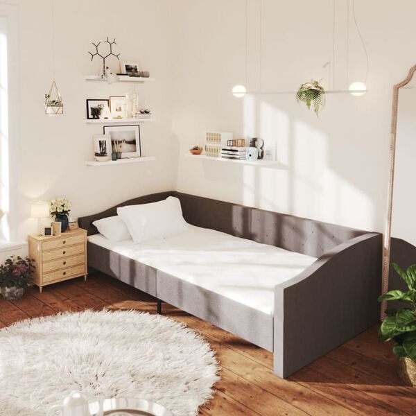 vidaXL Sof&aacute;-cama c/ colch&atilde;o e sa&iacute;da USB 90x200 cm tecido cinza-escuro