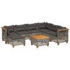 vidaXL 8 pcs conjunto sof&aacute;s de jardim c/ almofad&otilde;es vime PE cinzento