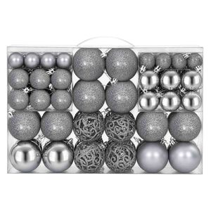 vidaXL Enfeites de Natal 100 pcs 3 / 4 / 6 cm cinzento