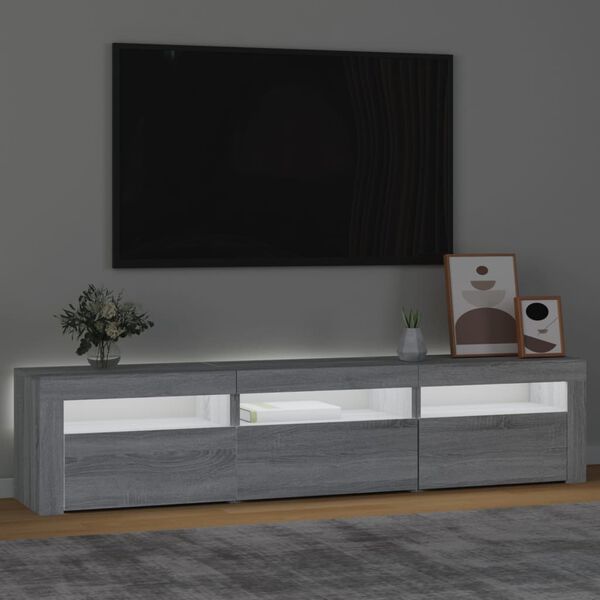vidaXL Móvel de TV com luzes LED 180x35x40 cm preto