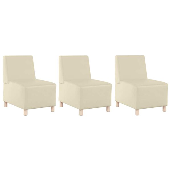 vidaXL Unidade de Sof&aacute; Modular Sem Bra&ccedil;os 3 pcs Creme 55 x 74 x 82 cm