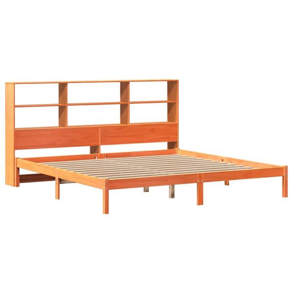 vidaXL Cama com estante sem colch&atilde;o 180x200 cm pinho maci&ccedil;o