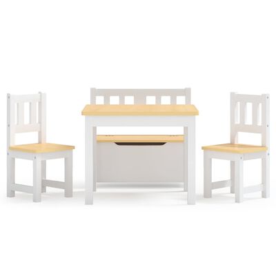 vidaXL 4 pcs conjunto mesa e cadeiras infantil MDF branco e bege