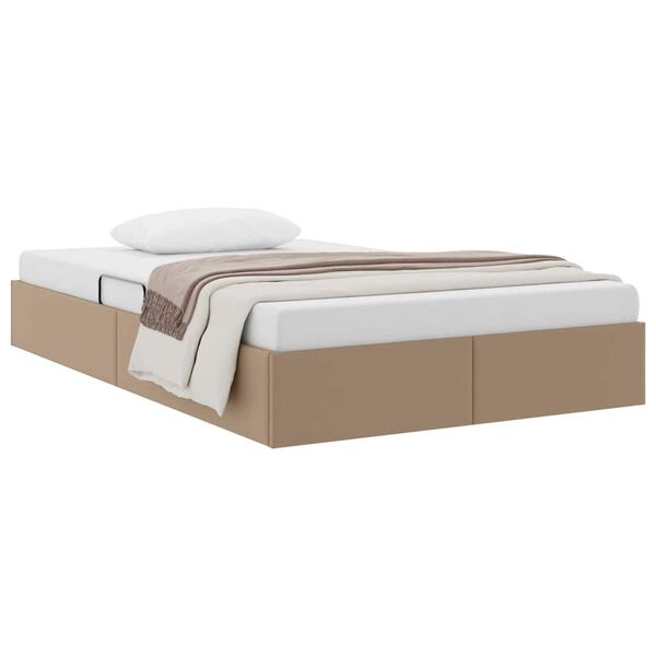 vidaXL Cama com Armazenamento Cappuccino 120 x 200 cm Couro sint&eacute;tico