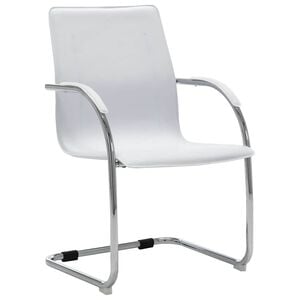 vidaXL Cadeira de escrit&oacute;rio cantilever em couro artificial branco