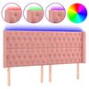 vidaXL Cabeceira de cama c/ luzes LED veludo 183x16x118/128 cm rosa