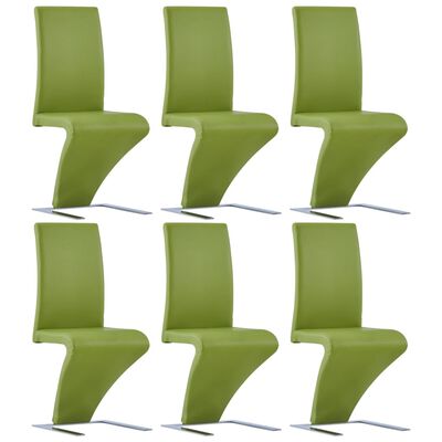 vidaXL Cadeiras de jantar em ziguezague 6 pcs couro artificial verde