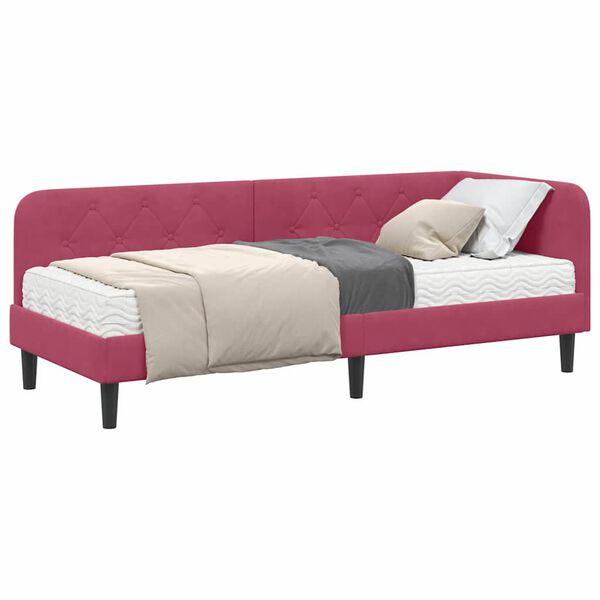 vidaXL Estrutura de Cama de Canto Vinho Vermelho 80 x 200 cm Veludo