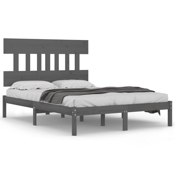 vidaXL Estrutura de cama 200x200 cm madeira maci&ccedil;a cinzento