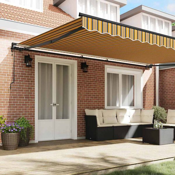 vidaXL Toldo Retr&aacute;til Multicolor 500 &times; 300 cm Tecido e Alum&iacute;nio