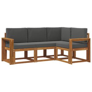vidaXL Conjunto de Sof&aacute;s para Exterior 4 pcs Natural e Antracite