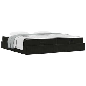 vidaXL Estrutura de cama com colch&atilde;o com colch&atilde;o 2 pcs Preto Veludo