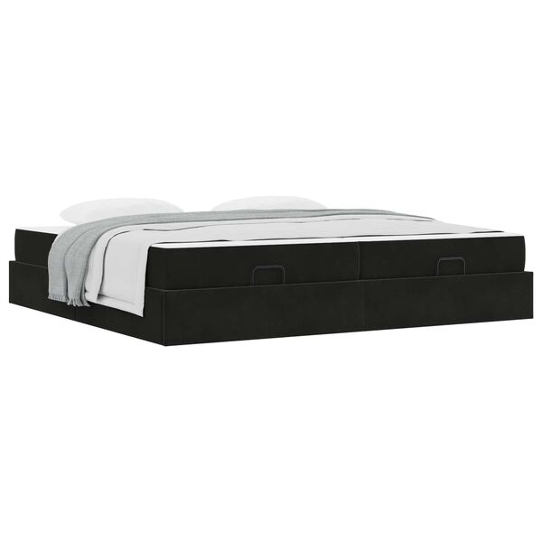 vidaXL Estrutura de cama com colch&atilde;o com colch&atilde;o 2 pcs Preto Veludo
